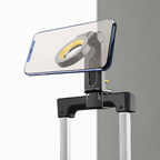 MagMore MagSafe telefoonhouder bevestigd aan handvat van koffer