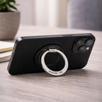 Magmore MagSafe ringhouder gebruikt als standaard voor iPhone in liggende positie